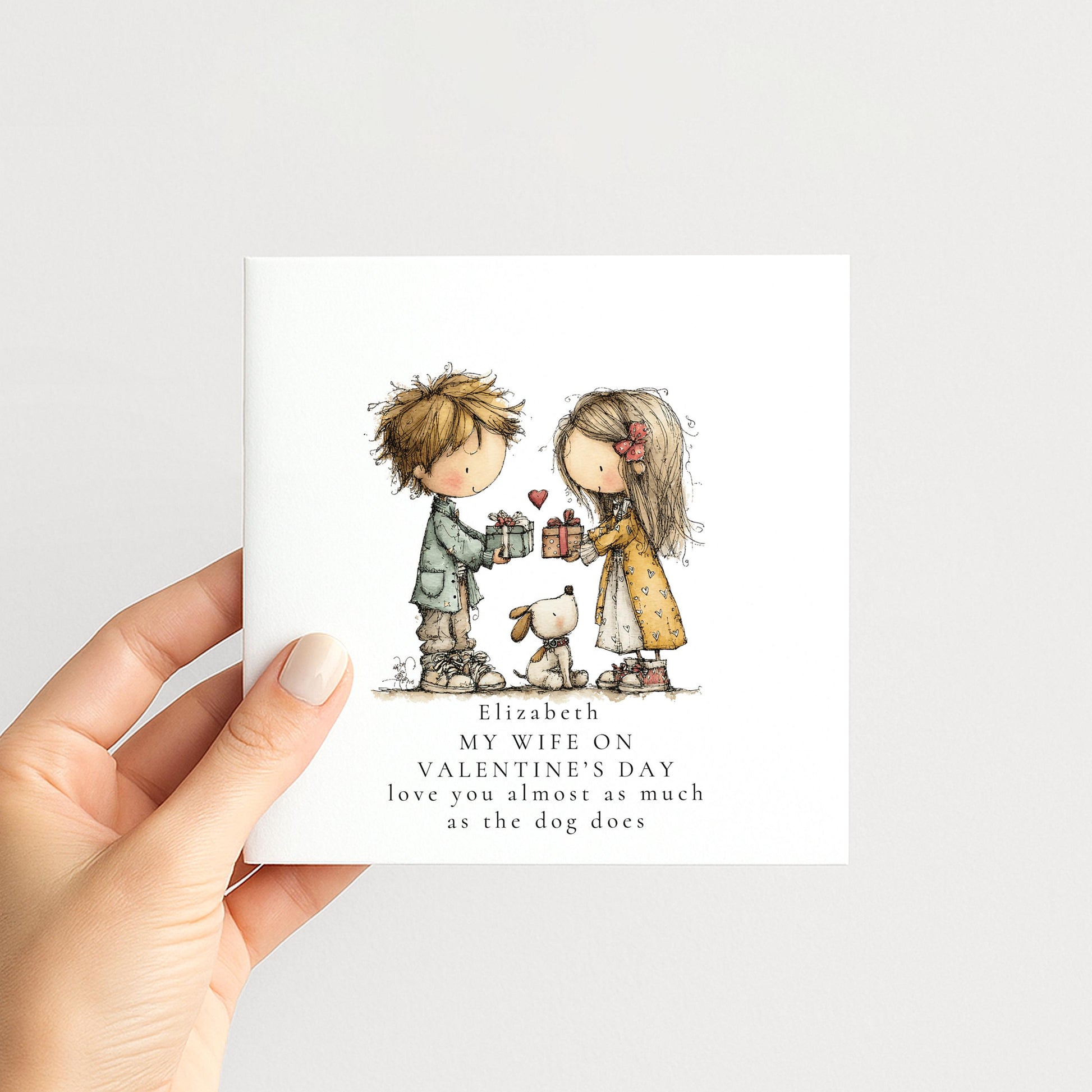 Funny Valentines Wife Card love nearly as much as the dog does