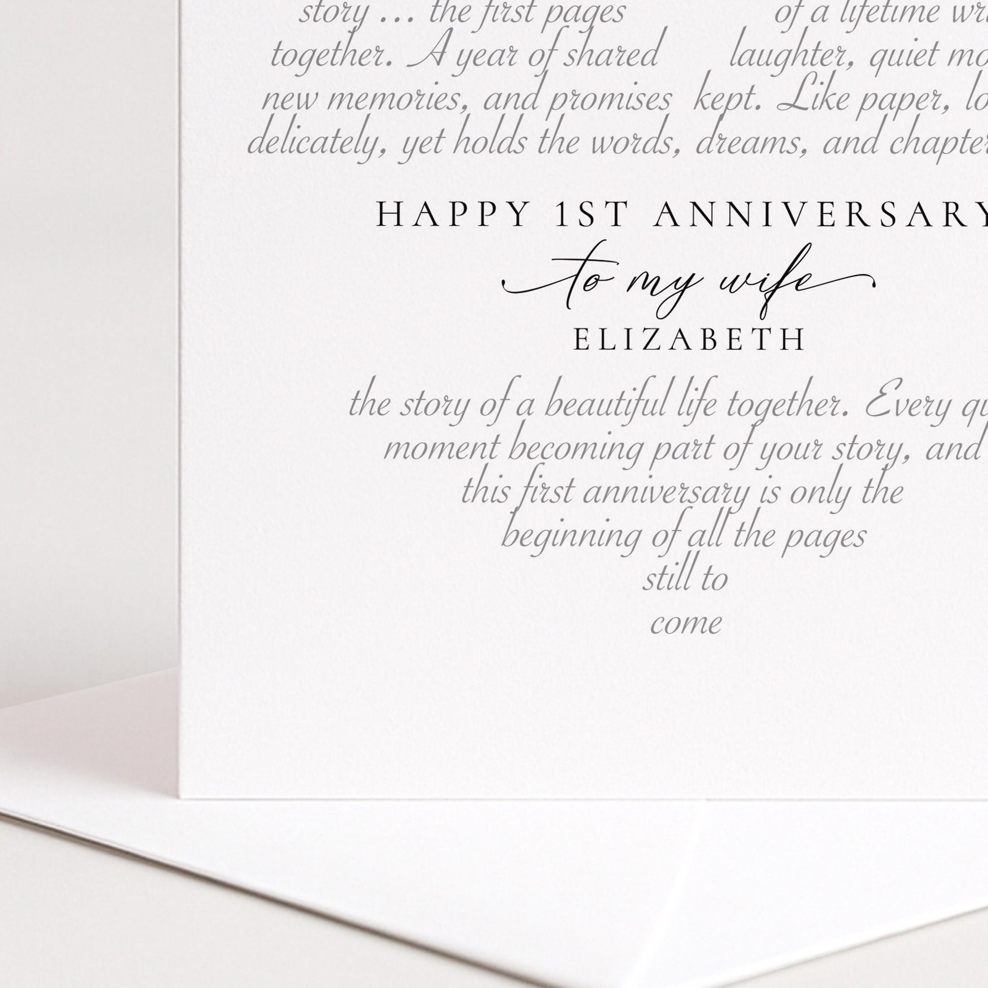 Personalised 1st Anniversary Card Wife, First Anniversary Card Her, Paper Anniversary Card, One Year Wedding Anniversary Card for Wife