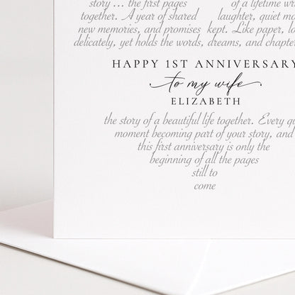 Personalised 1st Anniversary Card Wife, First Anniversary Card Her, Paper Anniversary Card, One Year Wedding Anniversary Card for Wife