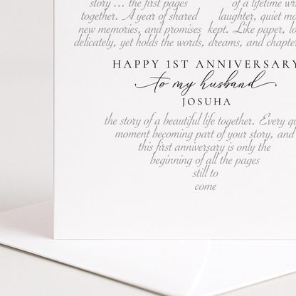 Personalised 1st Anniversary Card Husband, First Anniversary Card Him, Paper Anniversary Card, One Year Wedding Anniversary Card for Husband