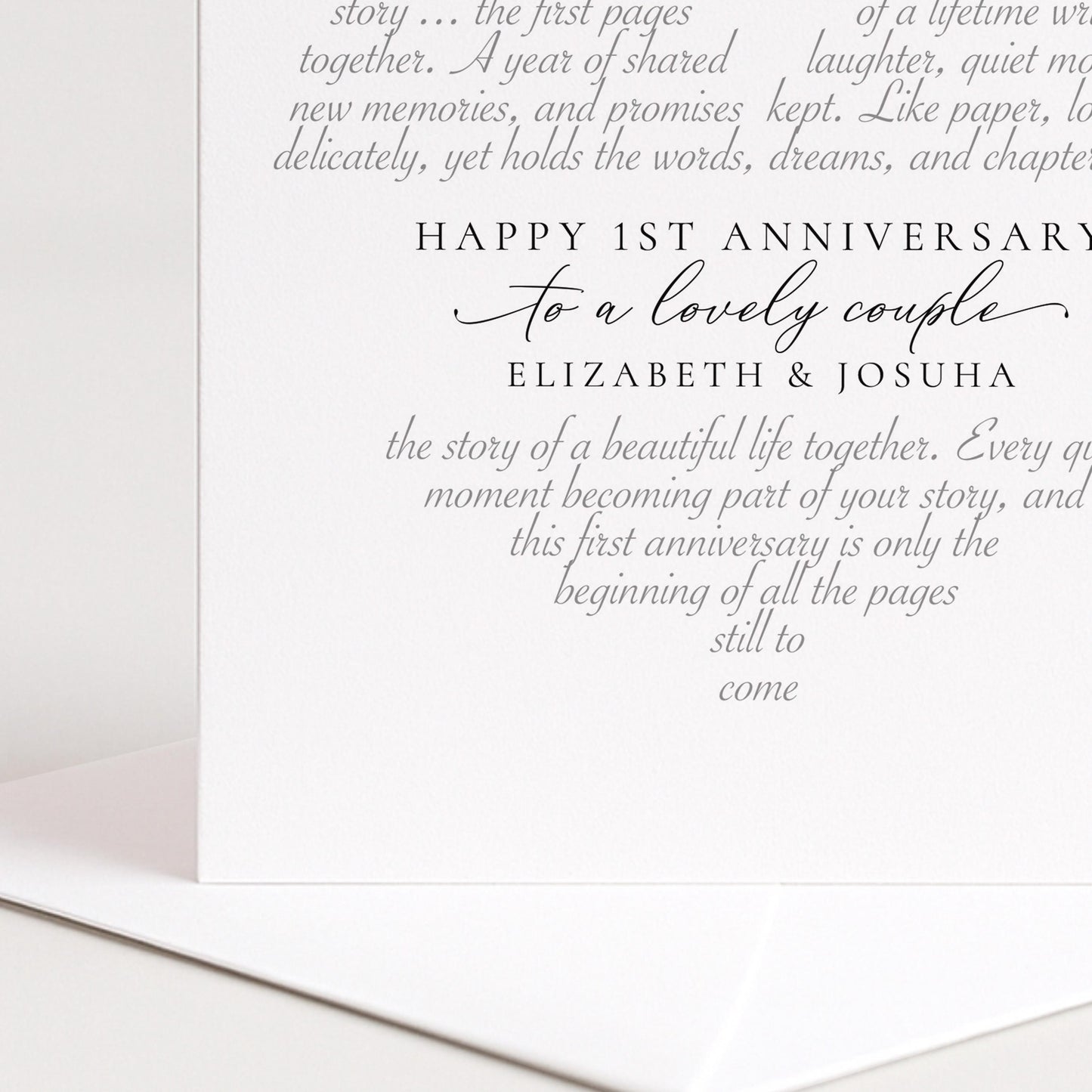 Personalised 1st Anniversary Card Couple, First Anniversary Card for Them, Paper Anniversary Card, One Year Wedding Anniversary Card