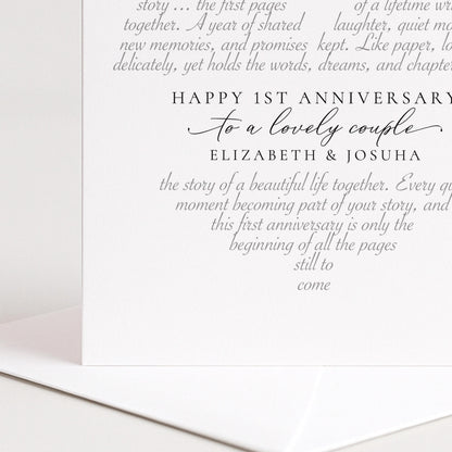 Personalised 1st Anniversary Card Couple, First Anniversary Card for Them, Paper Anniversary Card, One Year Wedding Anniversary Card