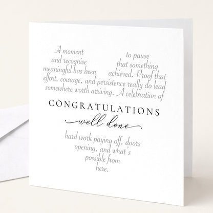 Congratulations Well Done Card, Heart Word Art Congrats Card, Achievement Card, Graduation Congratulations Card, Well Done Greeting Card