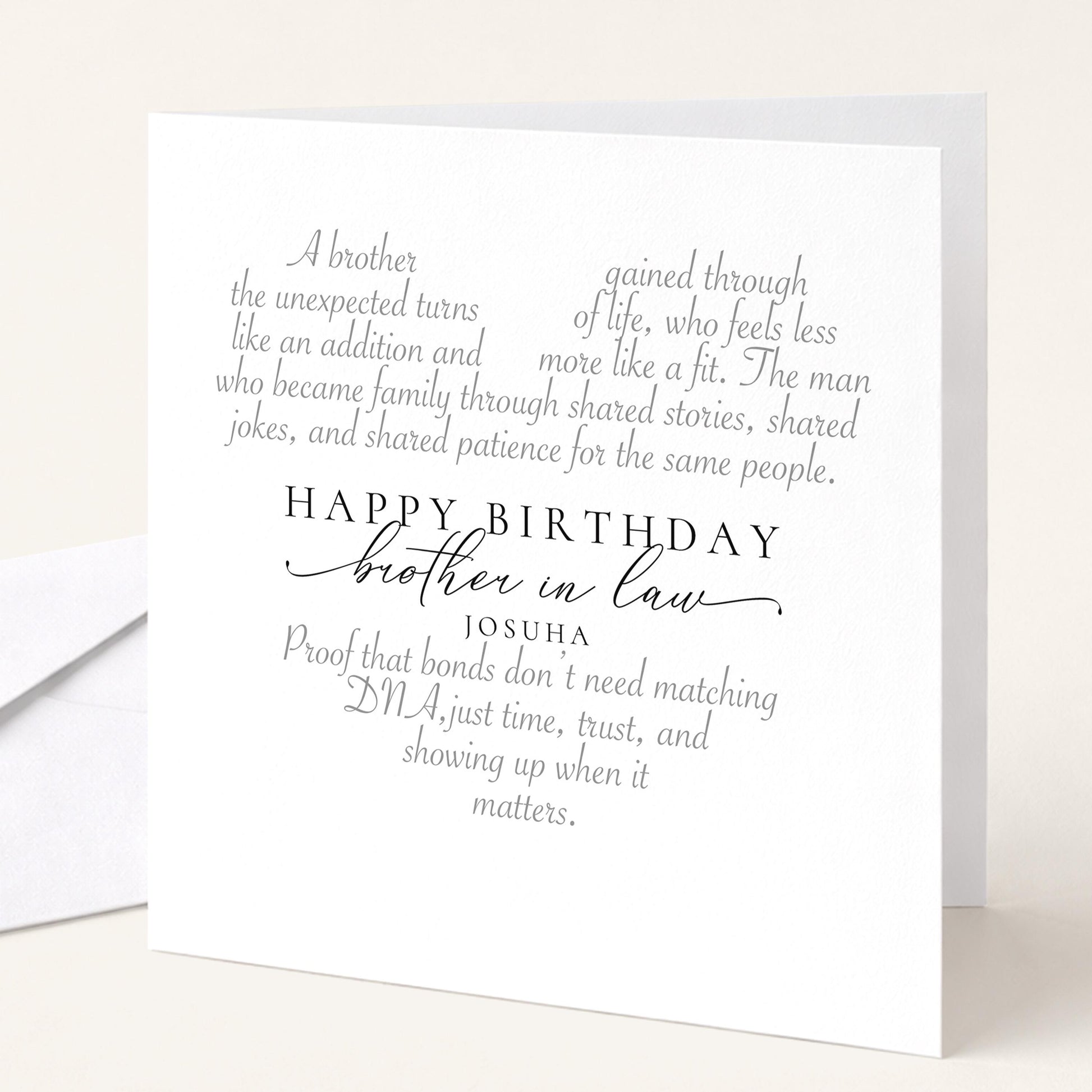 Brother In Law Birthday Card, Happy Birthday Brother In Law Greeting Card, Heart Word Art Card for Him, Thoughtful Brother In Law Card