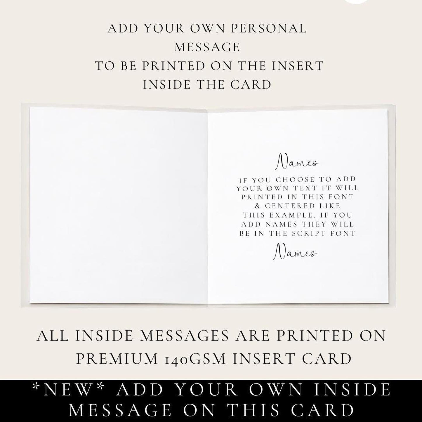 The image is a blank card with instructions for adding personal messages.