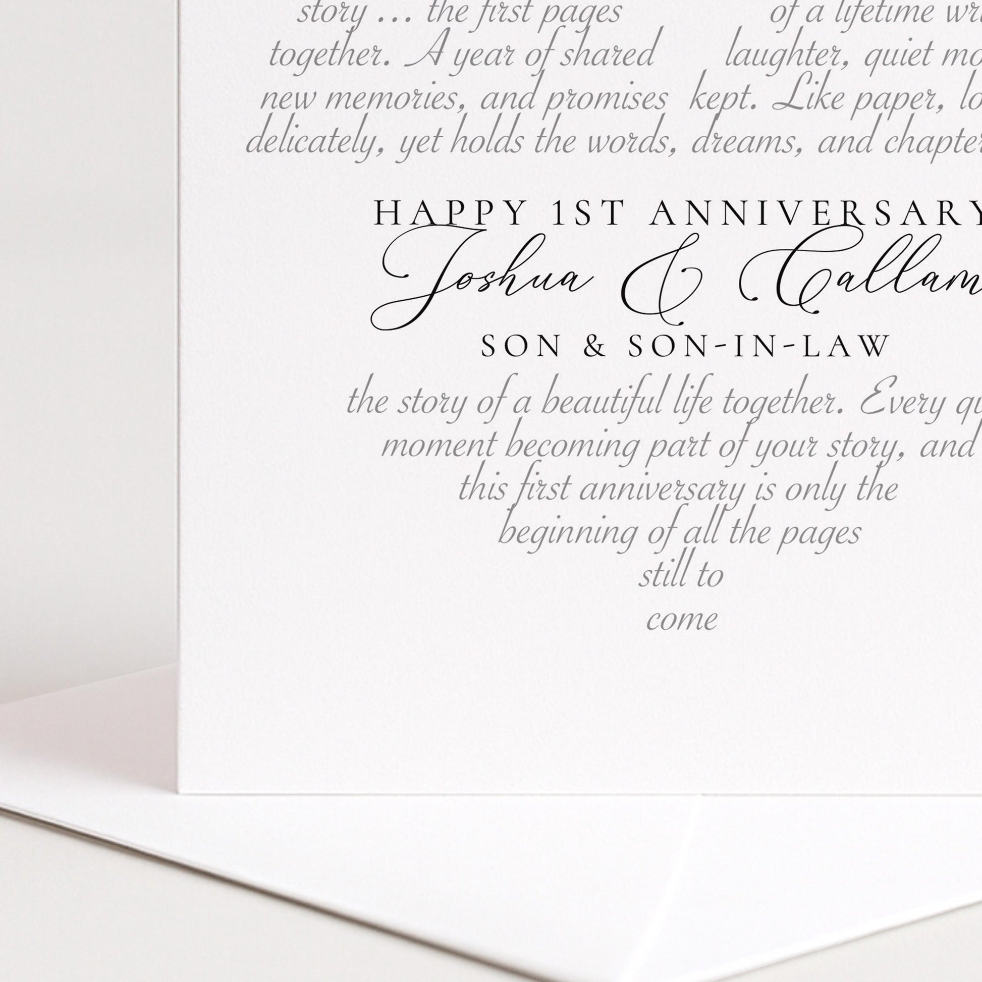 Personalised 1st Anniversary Card Son Son In Law, First Anniversary Card From Parents, Paper Anniversary Card for Gay Couple From Mum Dad