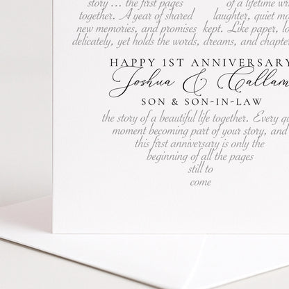 Personalised 1st Anniversary Card Son Son In Law, First Anniversary Card From Parents, Paper Anniversary Card for Gay Couple From Mum Dad