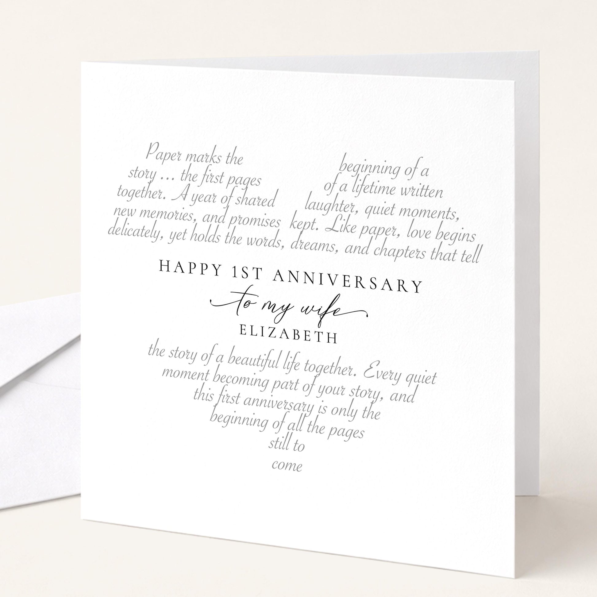 Personalised 1st Anniversary Card Wife, First Anniversary Card Her, Paper Anniversary Card, One Year Wedding Anniversary Card for Wife