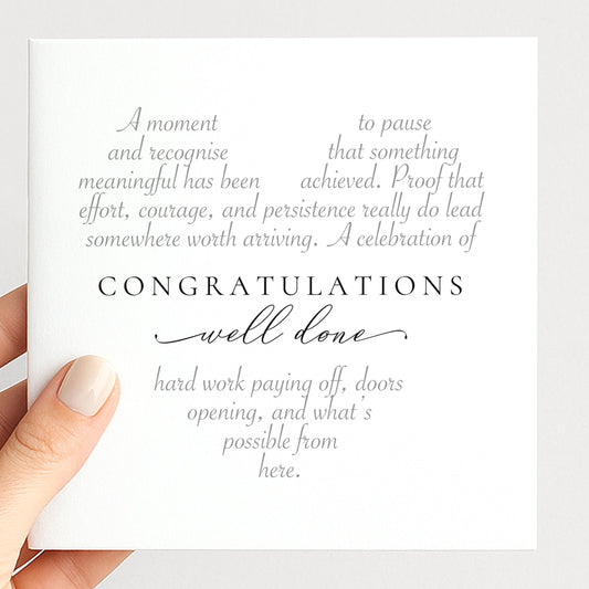 Congratulations Well Done Card, Heart Word Art Congrats Card, Achievement Card, Graduation Congratulations Card, Well Done Greeting Card