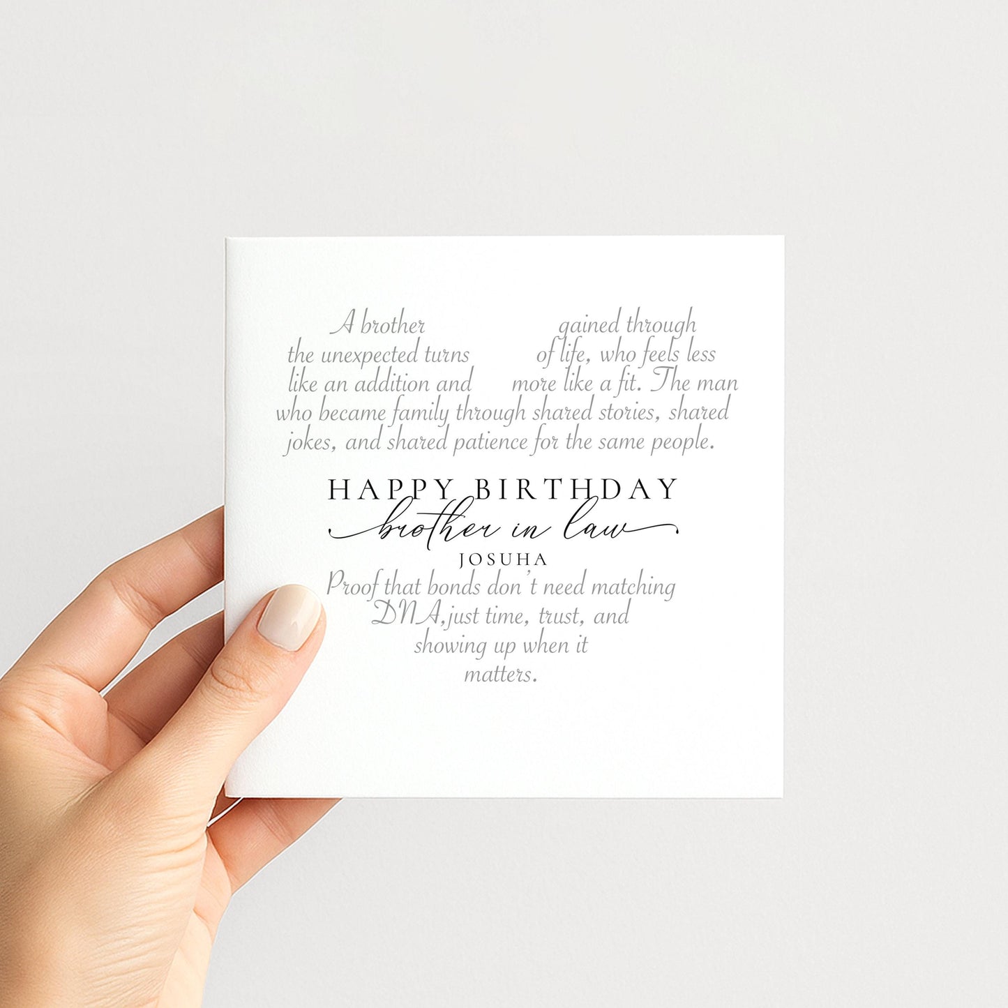 Brother In Law Birthday Card, Happy Birthday Brother In Law Greeting Card, Heart Word Art Card for Him, Thoughtful Brother In Law Card