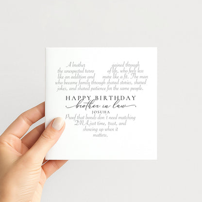 Brother In Law Birthday Card, Happy Birthday Brother In Law Greeting Card, Heart Word Art Card for Him, Thoughtful Brother In Law Card