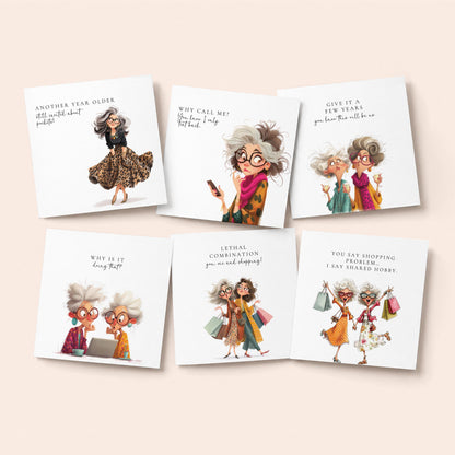 Funny Women Card Pack | 6 Witty Friend Cards