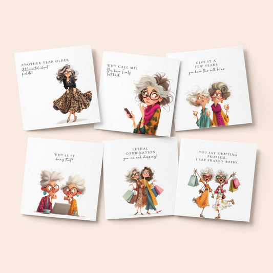 Funny Women Card Pack | 6 Witty Friend Cards