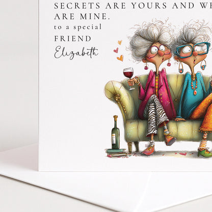 Funny Birthday Card Best Friend, Been Friends So Long Personalised Card, Shared Secrets Friend Card, Humorous Older Ladies Birthday Card