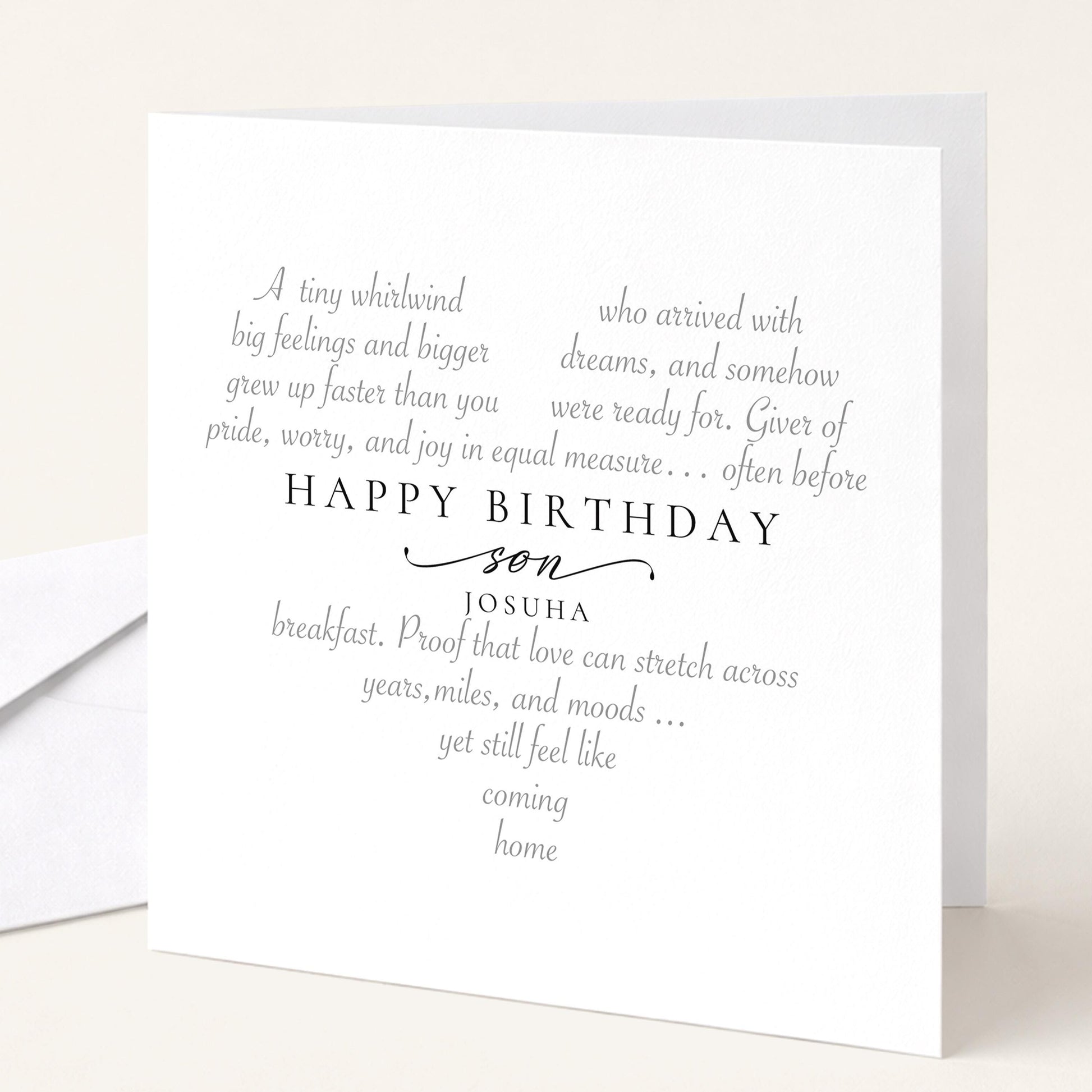 Personalised Birthday Card Son, Happy Birthday Son Heart Word Art Card, Sentimental Son Birthday Card From Mum Dad, Special Son Card