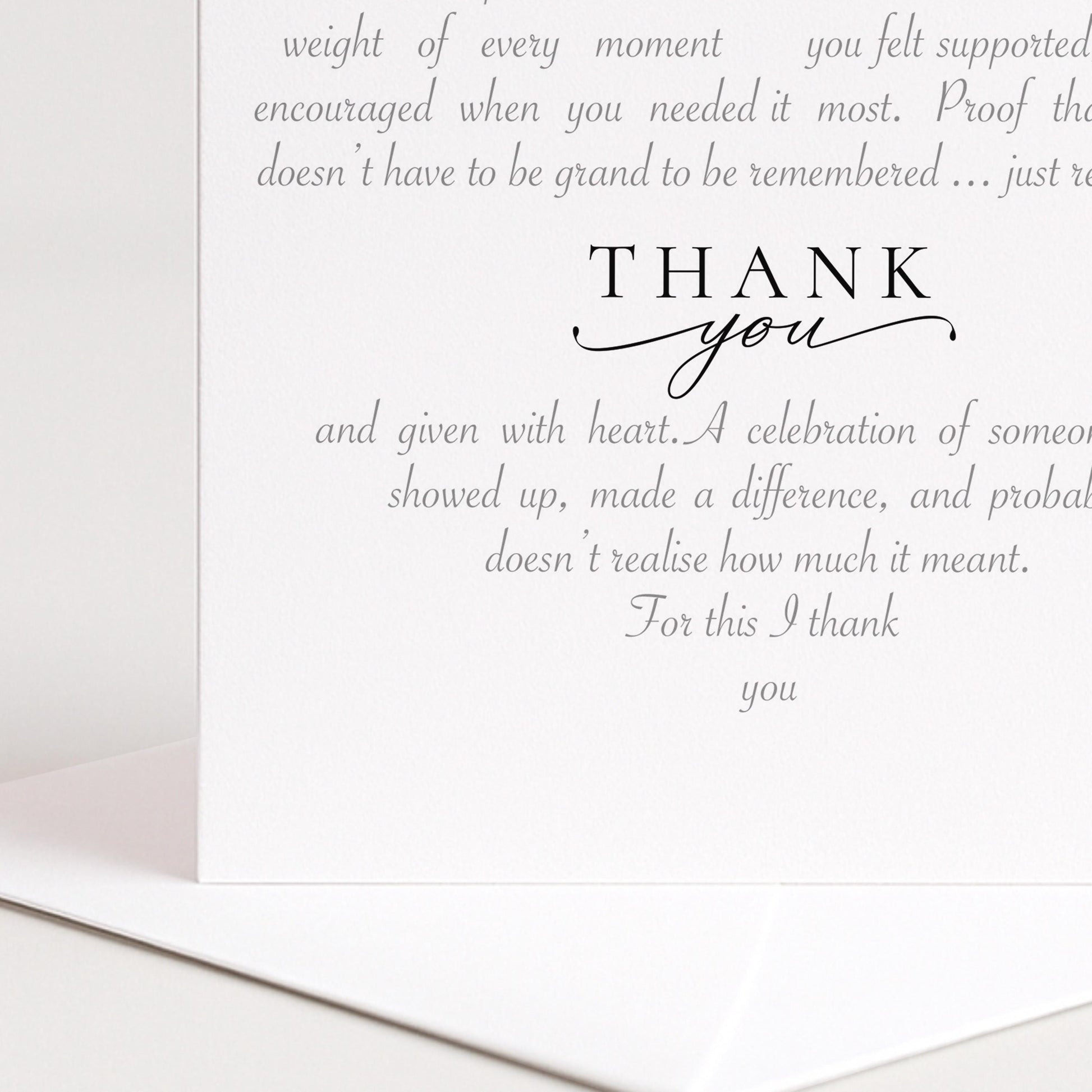 Thank You Card Heart Word Art, Meaningful Thank You Greeting Card, Heartfelt Thank You Card for Friend, Elegant Sentimental Thank You Card