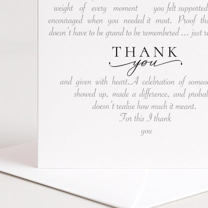 Thank You Card Heart Word Art, Meaningful Thank You Greeting Card, Heartfelt Thank You Card for Friend, Elegant Sentimental Thank You Card
