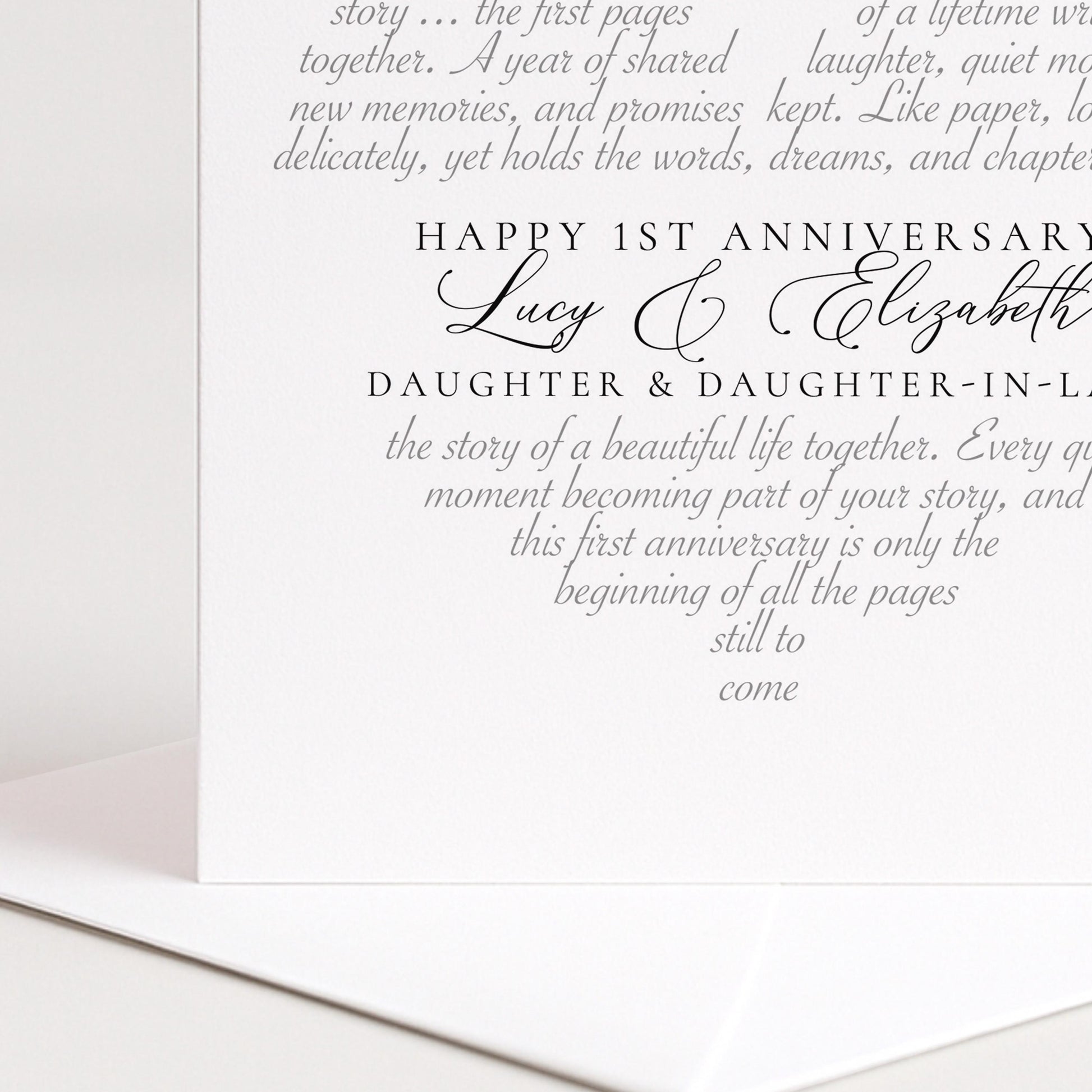 Personalised 1st Anniversary Card Daughter Daughter In Law, First Anniversary Card From Parents, Paper Anniversary Card for Lesbian Couple