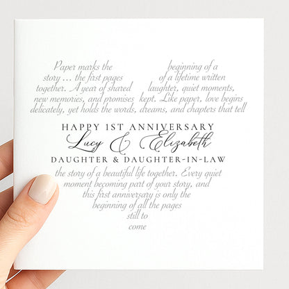 Personalised 1st Anniversary Card Daughter Daughter In Law, First Anniversary Card From Parents, Paper Anniversary Card for Lesbian Couple