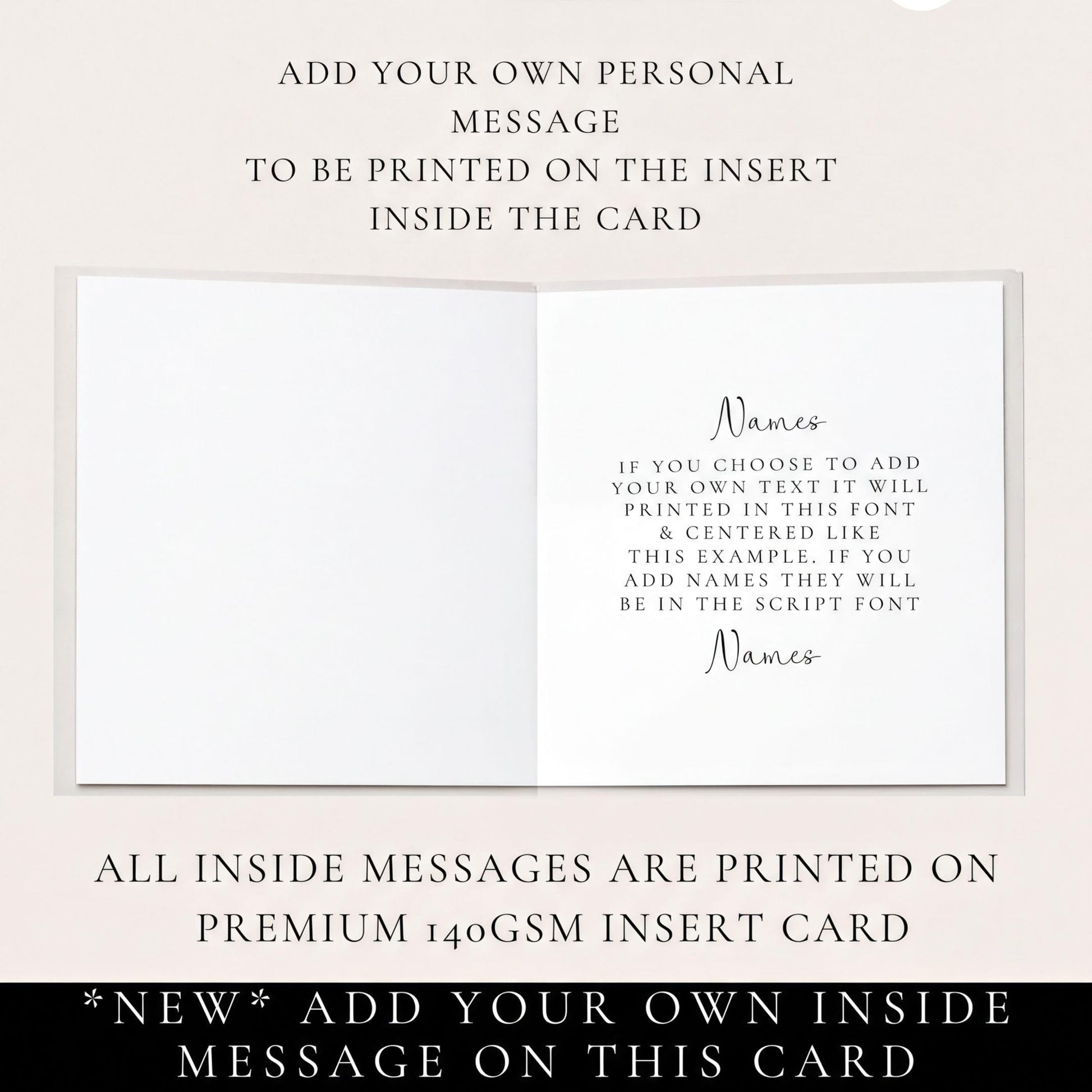 The image is a blank card with instructions for adding personal messages.