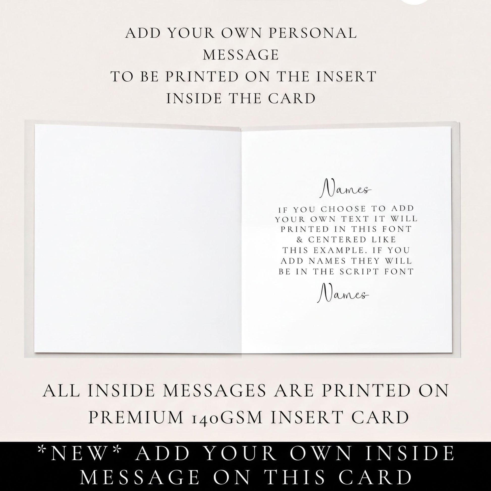 The image is a blank card with instructions for adding personal messages.
