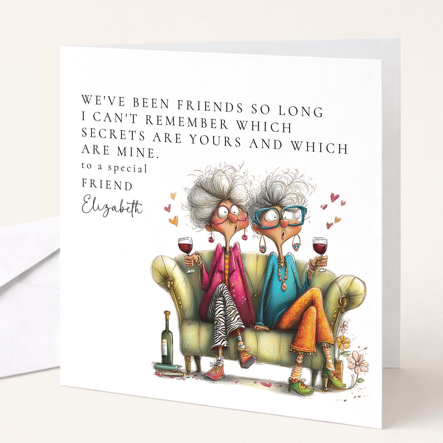 Funny Birthday Card Best Friend, Been Friends So Long Personalised Card, Shared Secrets Friend Card, Humorous Older Ladies Birthday Card