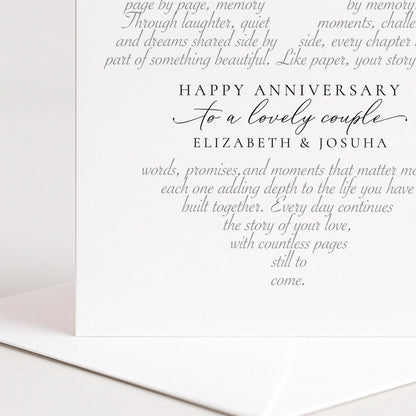 A stunning personalised anniversary card for a couple featuring a beautiful love poem design. Add their names!, printed on 300gsm card