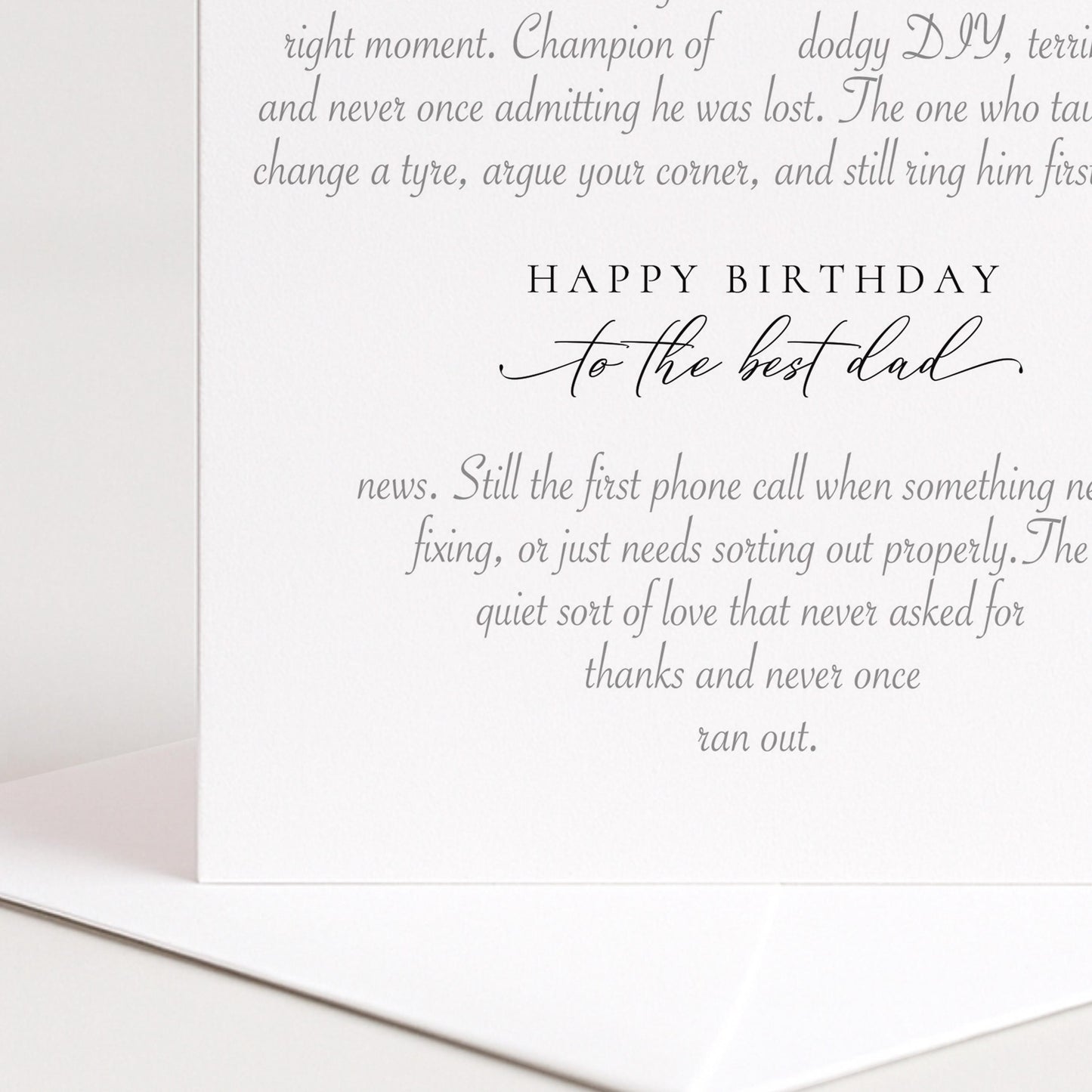 Birthday Dad Card, Heart-Shaped Poem Verse, Funny Witty Card for Dad, Elegant Script 300gsm Card UK Made