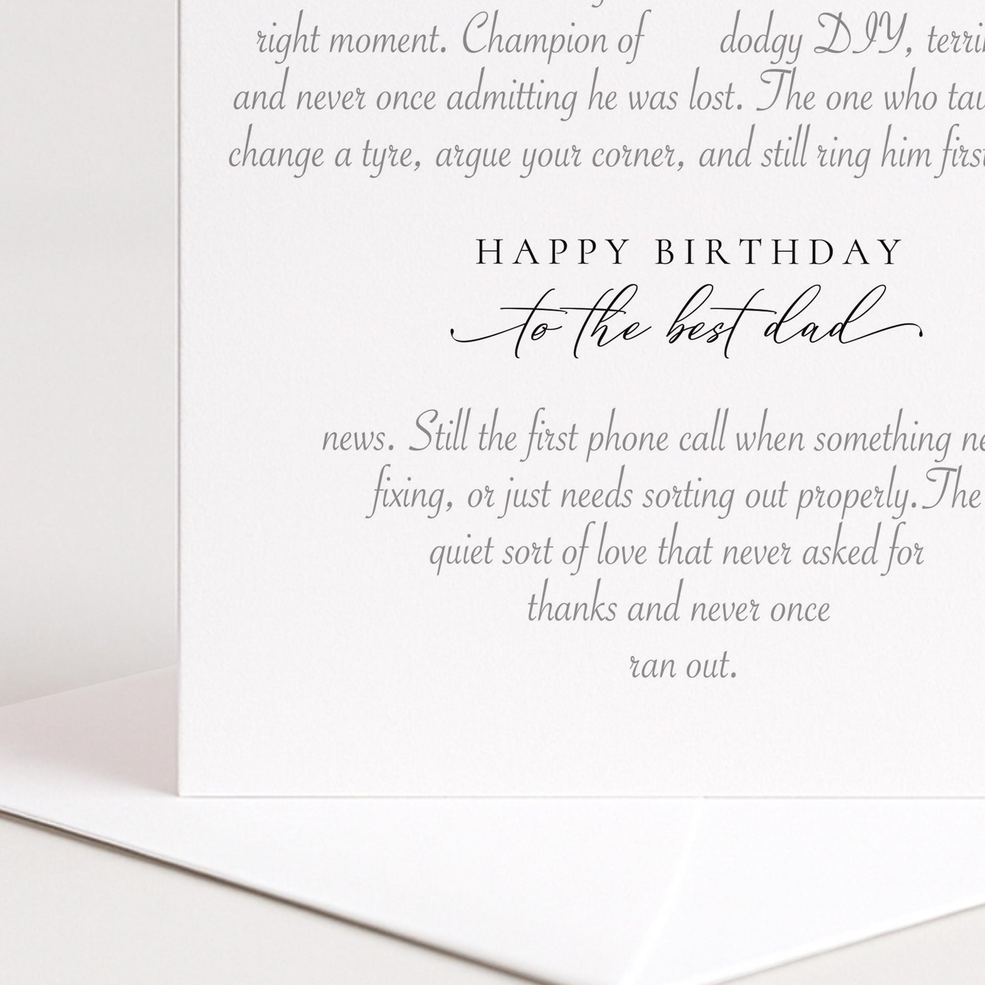 Birthday Dad Card, Heart-Shaped Poem Verse, Funny Witty Card for Dad, Elegant Script 300gsm Card UK Made