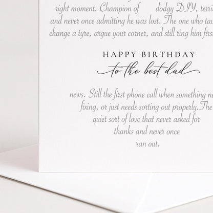 Birthday Dad Card, Heart-Shaped Poem Verse, Funny Witty Card for Dad, Elegant Script 300gsm Card UK Made