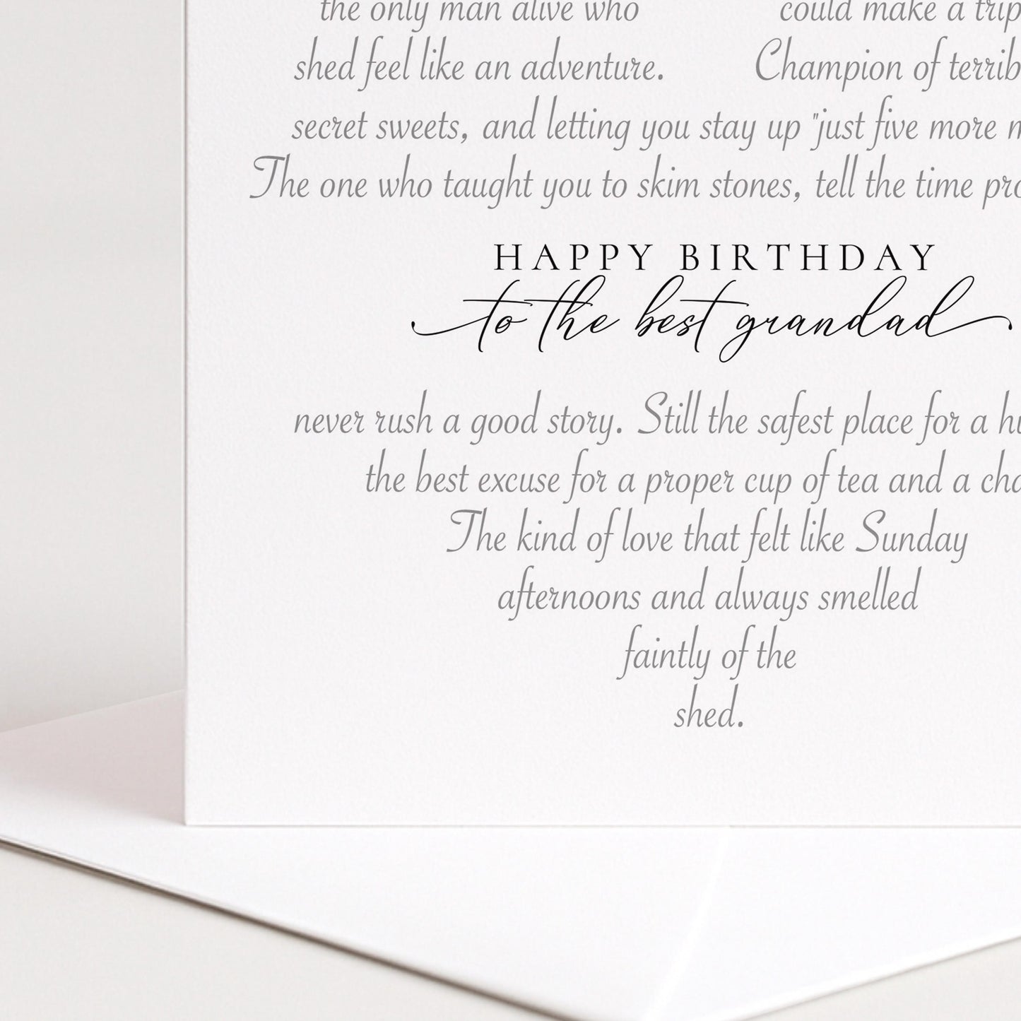 Personalised Grandad Birthday Card Heart Shaped Poem Verse Sentimental Card for Grandad Elegant Script 300gsm UK Made