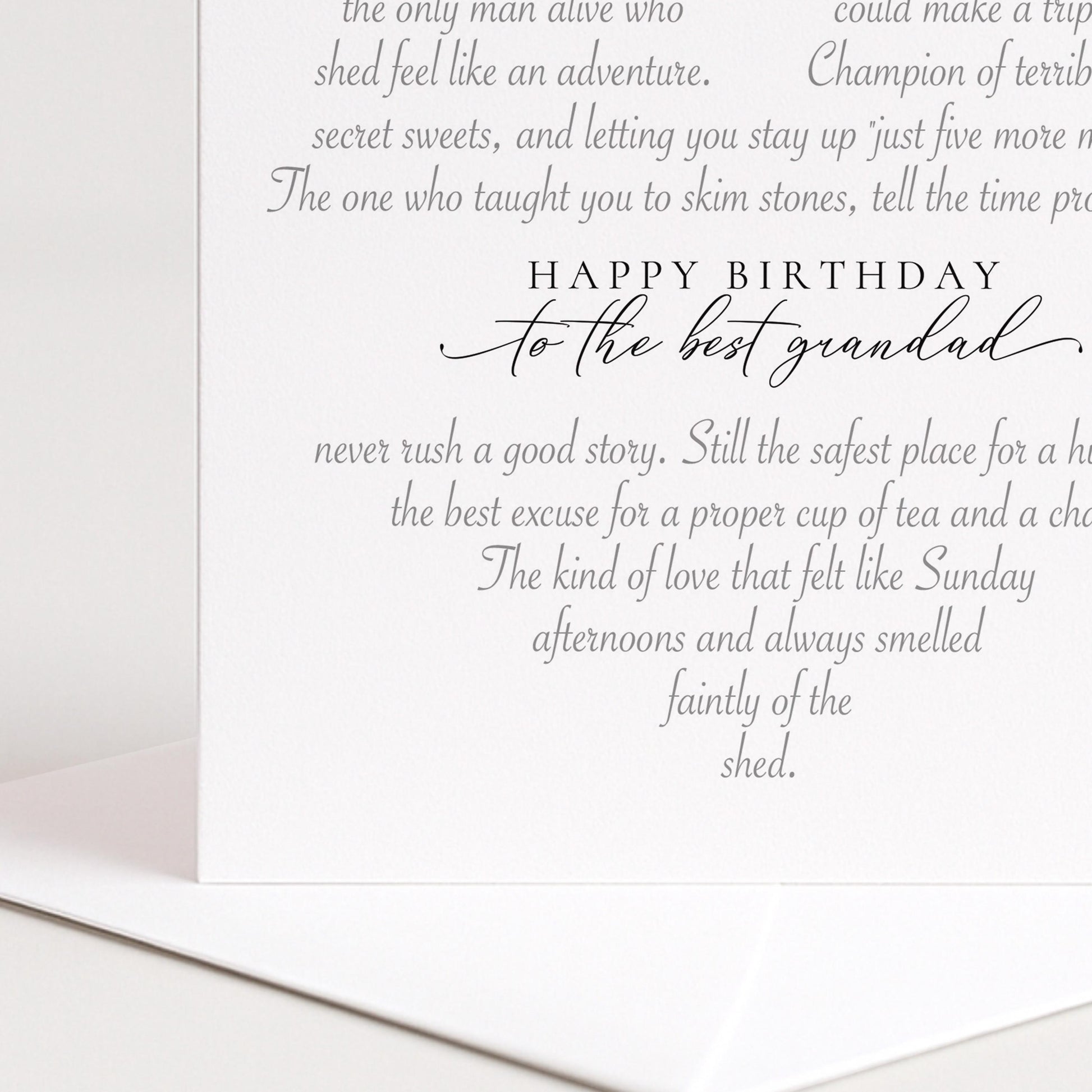 Personalised Grandad Birthday Card Heart Shaped Poem Verse Sentimental Card for Grandad Elegant Script 300gsm UK Made