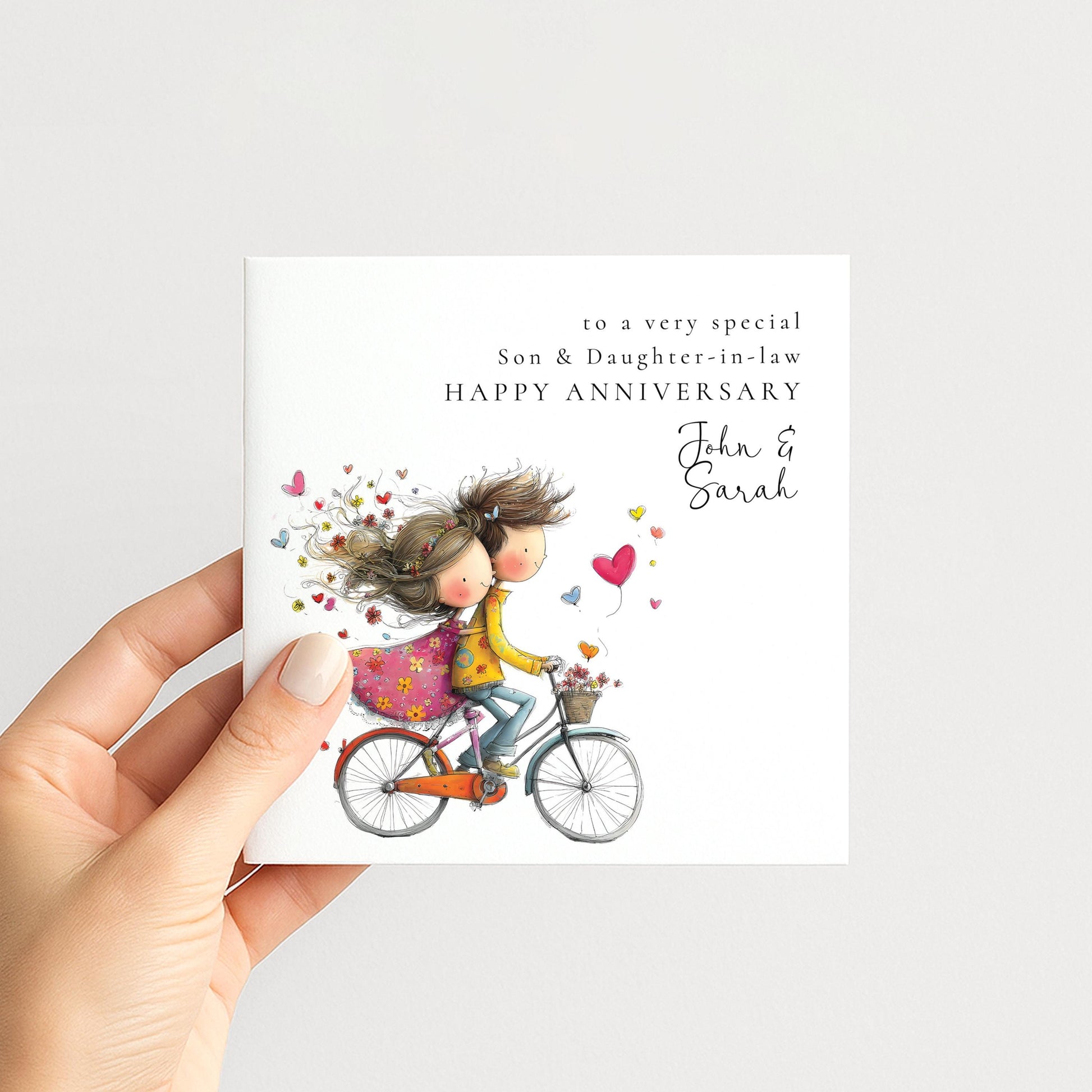 Anniversary Card for Son & Daughter-in-Law — Moon & Stars Couple Design
