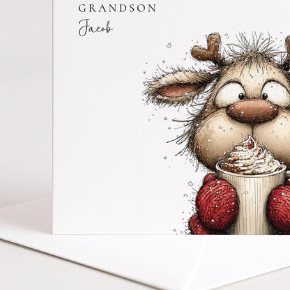 Christmas Card for Grandson — Festive Illustrated Design