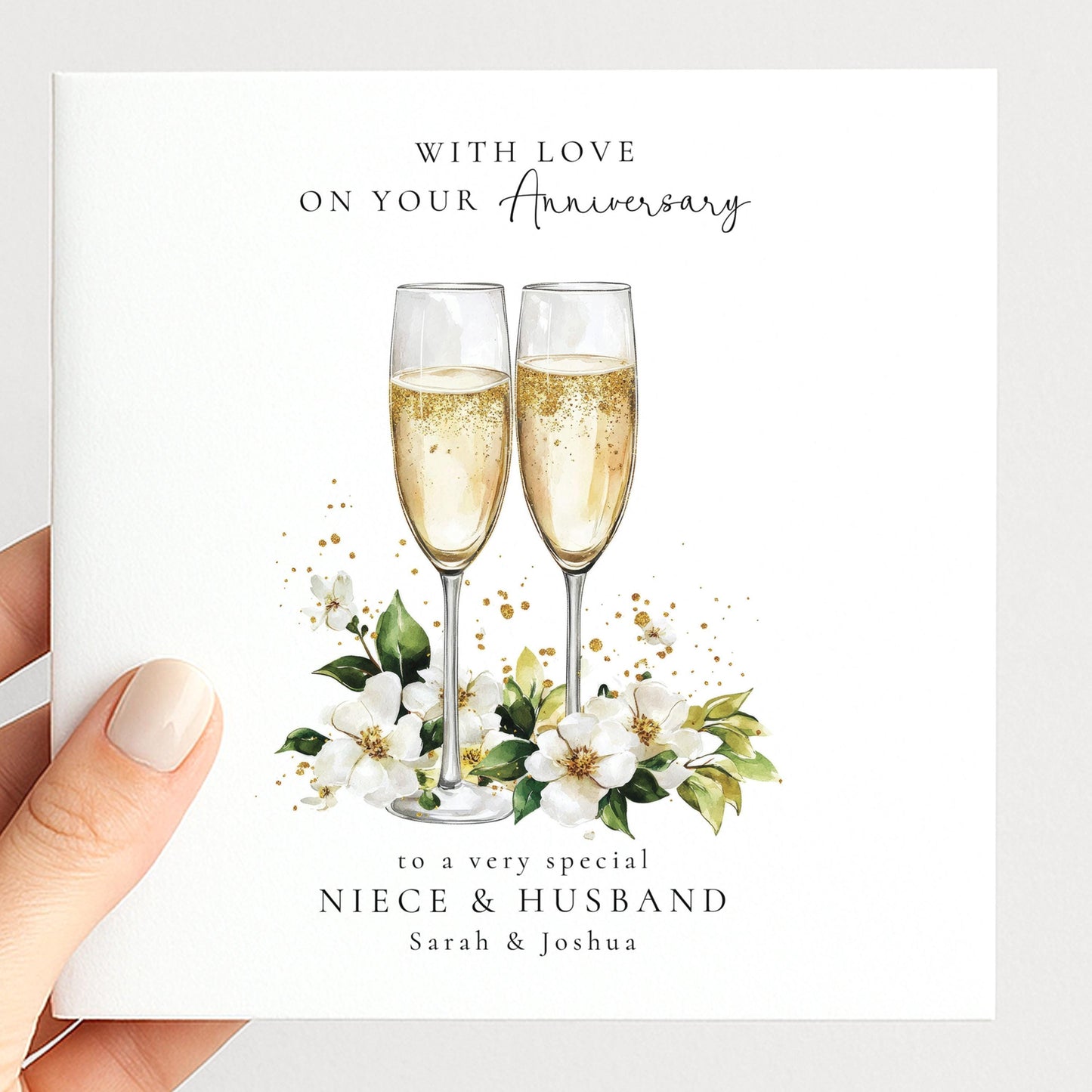 Anniversary Card for Niece & Husband — Starlit Couple Design