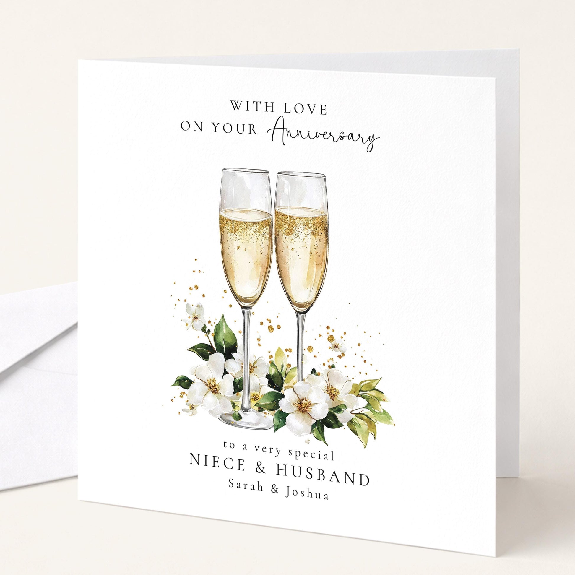 Anniversary Card for Niece & Husband — Starlit Couple Design