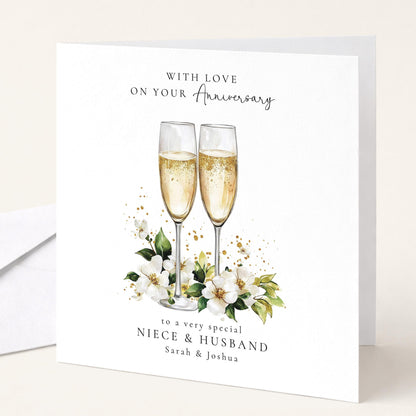 Anniversary Card for Niece & Husband — Starlit Couple Design