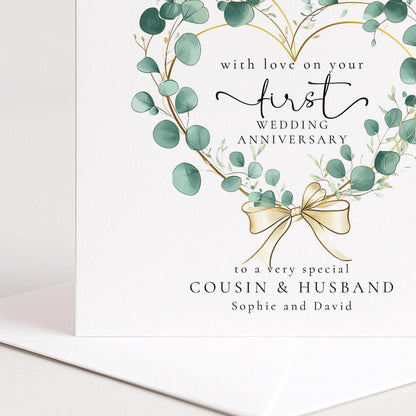 1st Anniversary Card for Cousin & Husband — Floral Design