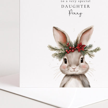 A festive personalised Christmas card for your daughter, printed on 300gsm card