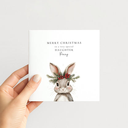 A festive personalised Christmas card for your daughter, printed on 300gsm card