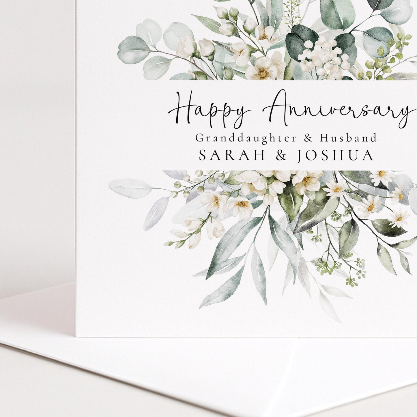 Anniversary Card for Granddaughter & Husband — Watercolour Couple Design