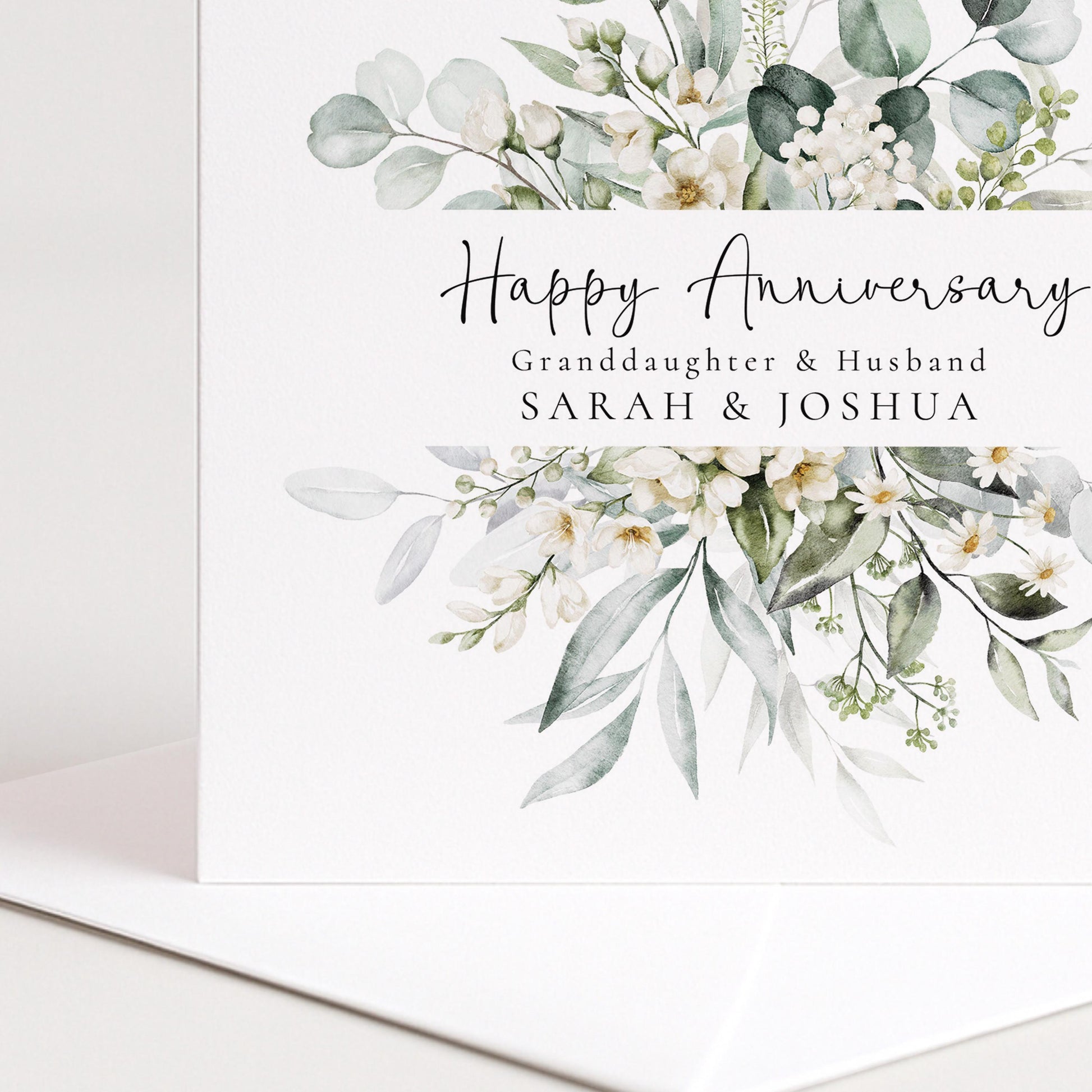 Anniversary Card for Granddaughter & Husband — Watercolour Couple Design