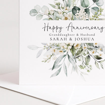 Anniversary Card for Granddaughter & Husband — Watercolour Couple Design