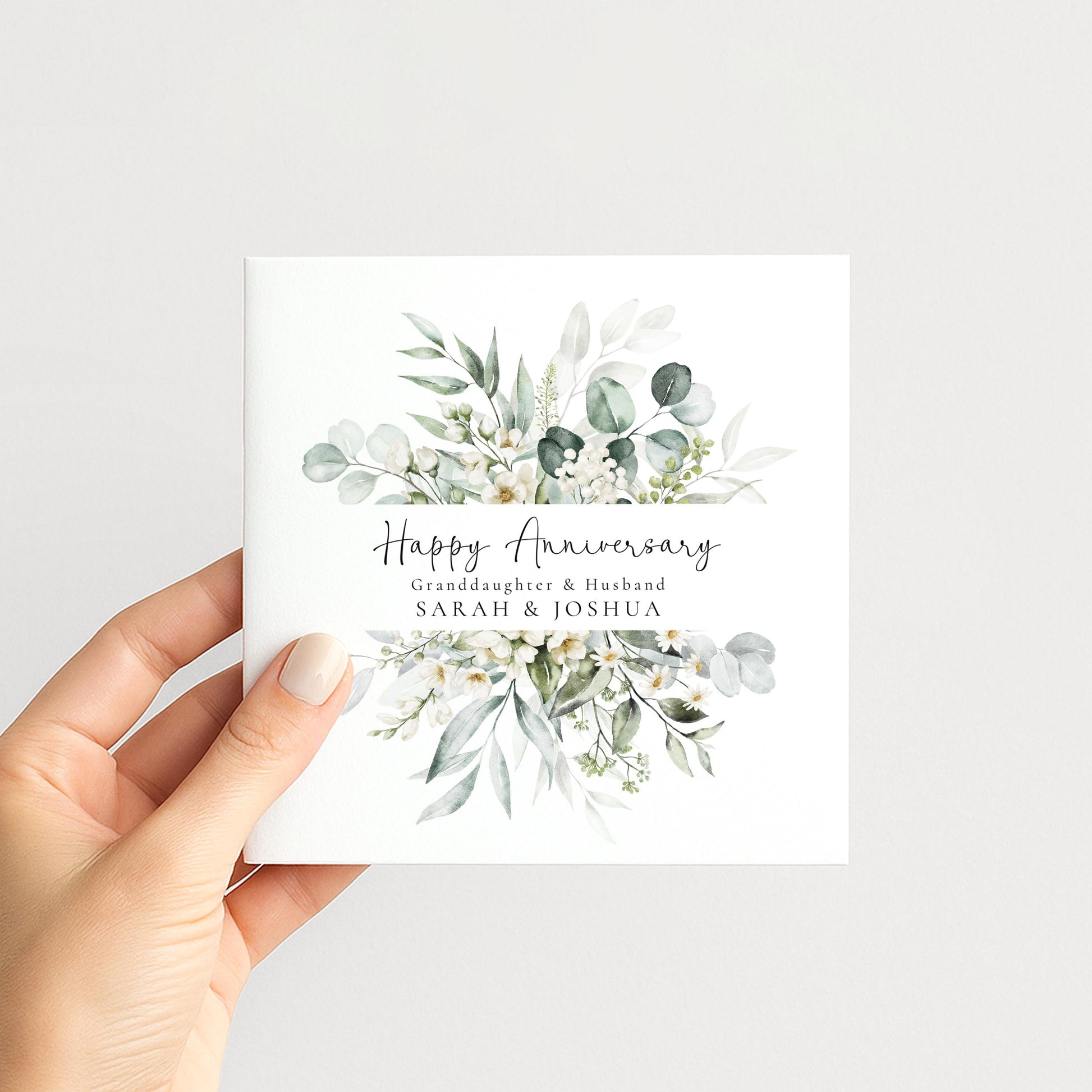 Anniversary Card for Granddaughter & Husband — Watercolour Couple Design