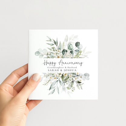 Anniversary Card for Granddaughter & Husband — Watercolour Couple Design