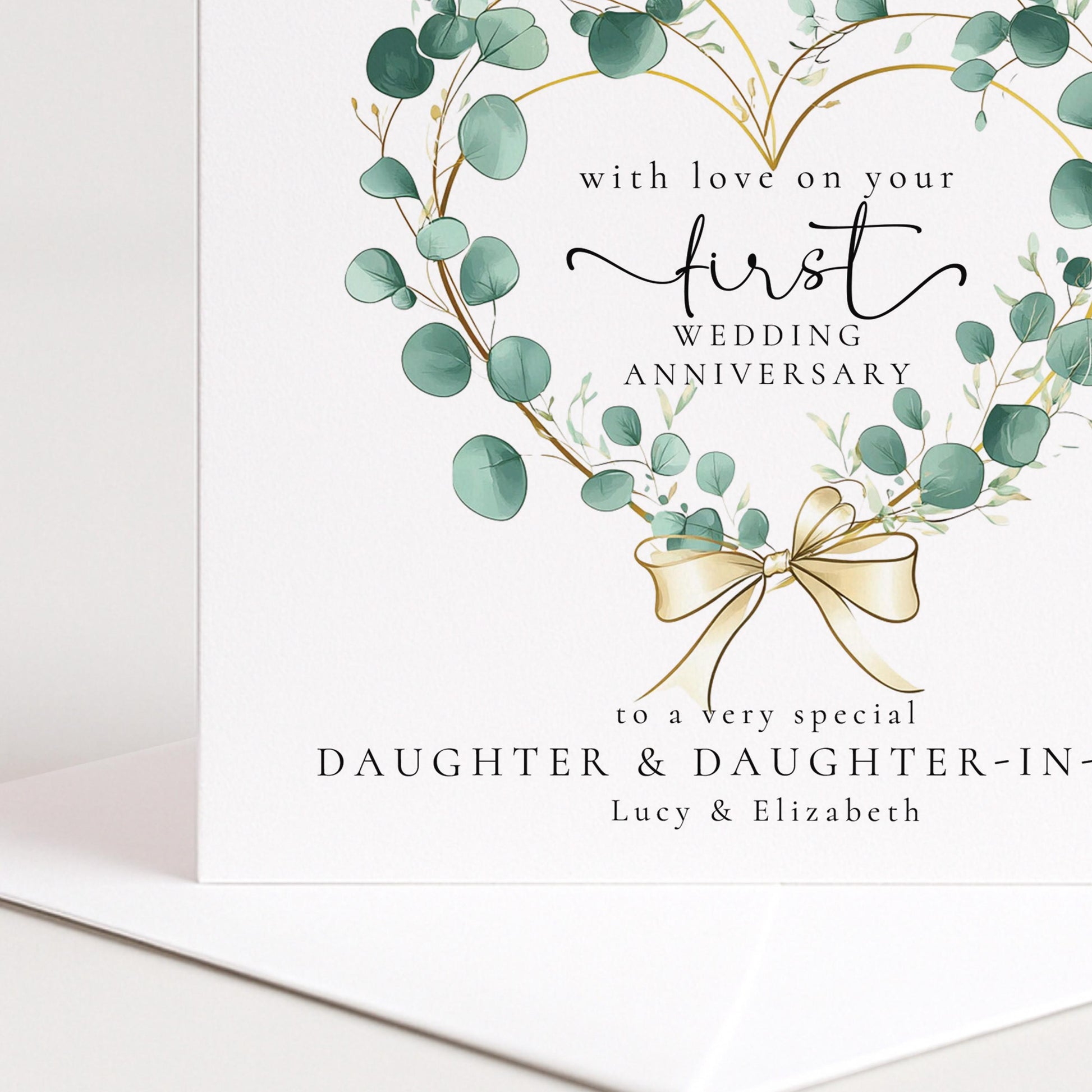 1st Anniversary Card for Granddaughter & Husband — Moon & Stars Couple Design