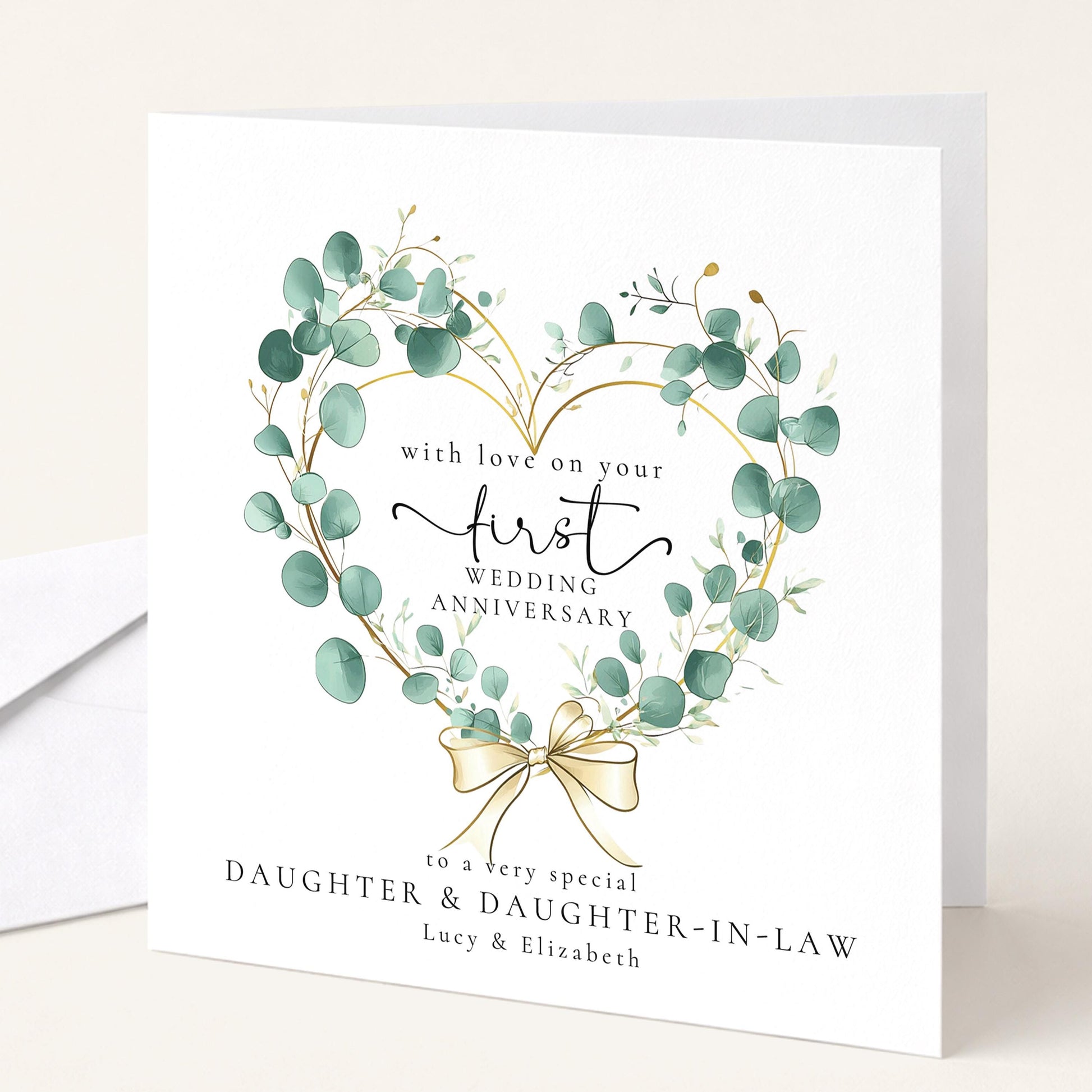 1st Anniversary Card for Granddaughter & Husband — Moon & Stars Couple Design