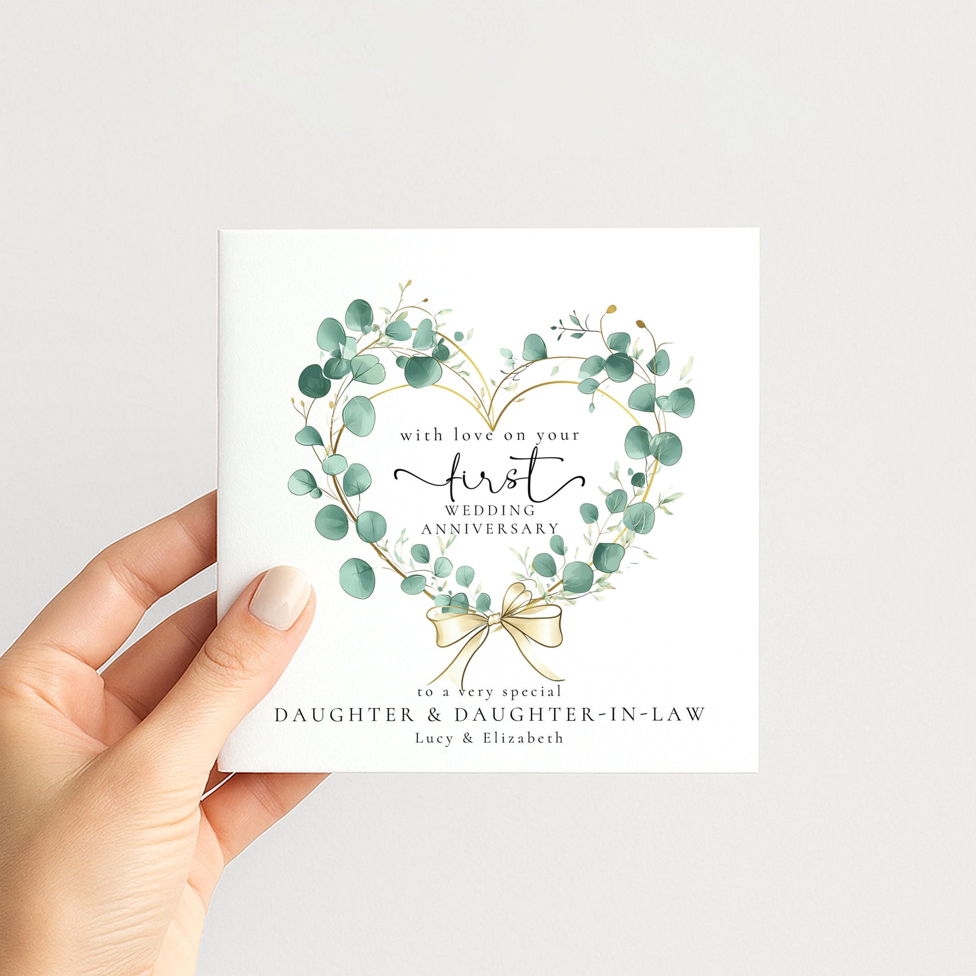 1st Anniversary Card for Granddaughter & Husband — Moon & Stars Couple Design