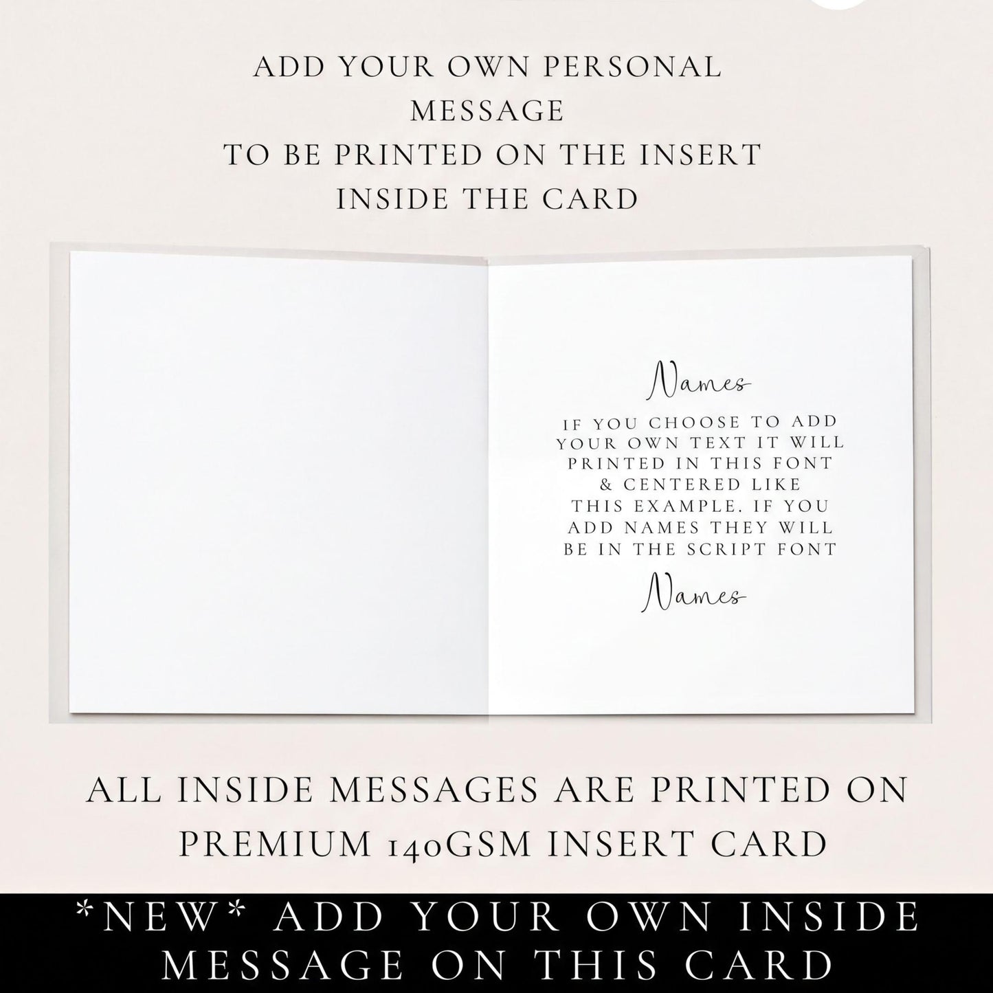 The image is a blank card with instructions for adding personal messages.