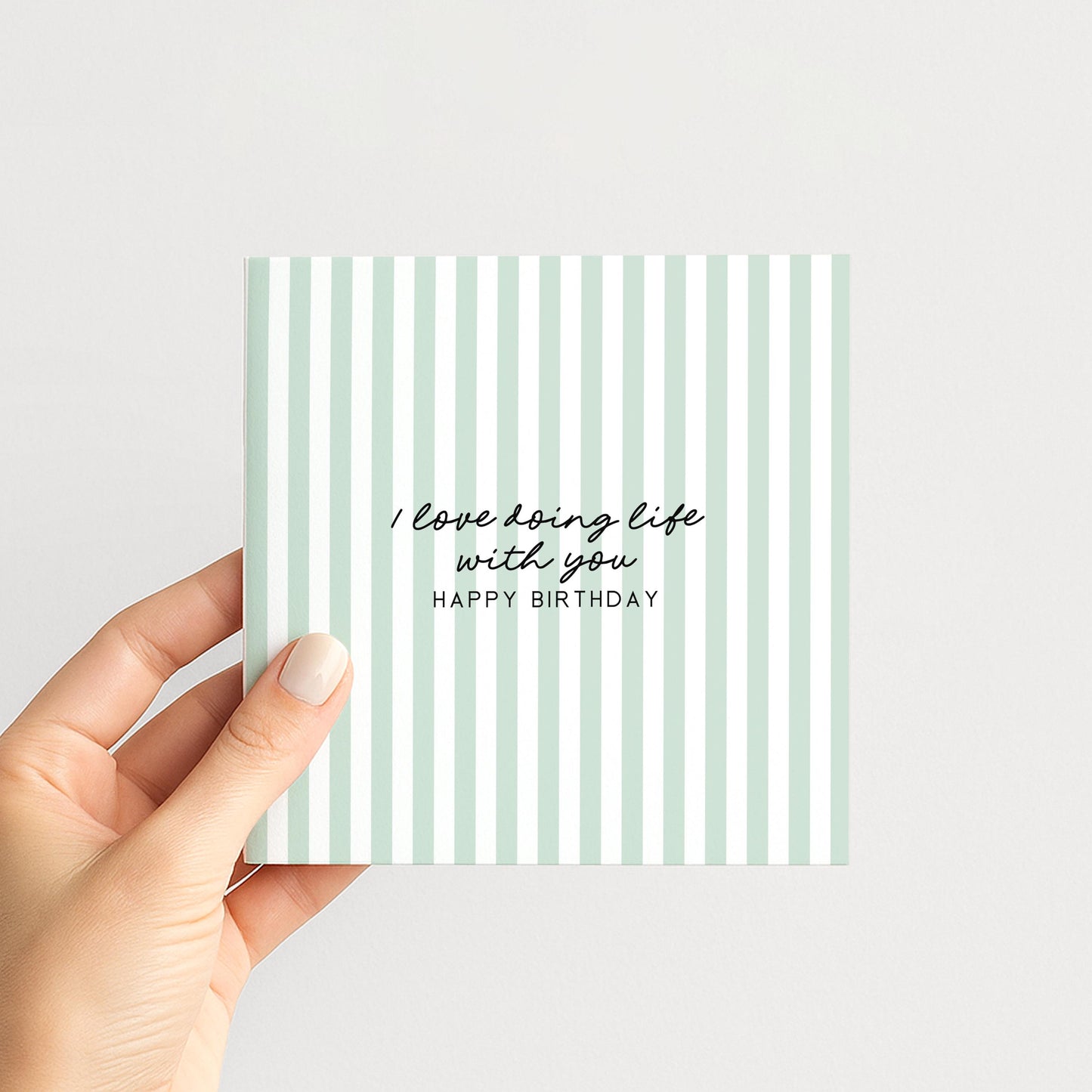 Birthday Card for Him, I Love Doing Life With You Card, Husband Birthday Card, Boyfriend Birthday Card, Modern Aqua Striped Card